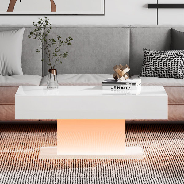 High gloss coffee table with hot sale led lights